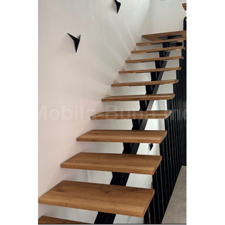 Прямая внутренняя лестница из металла и дерева для верхнего этажа, современный дизайн Linea SteelWood